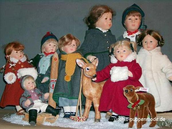 Puppenmode im Winter,
                                  Puppenmaentel, Puppenmuetzen